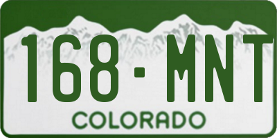 CO license plate 168MNT