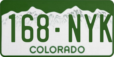 CO license plate 168NYK