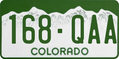 CO license plate 168QAA