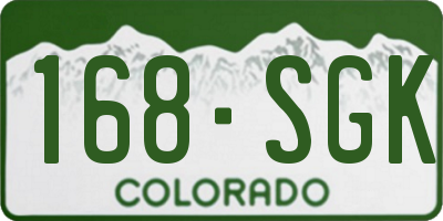 CO license plate 168SGK
