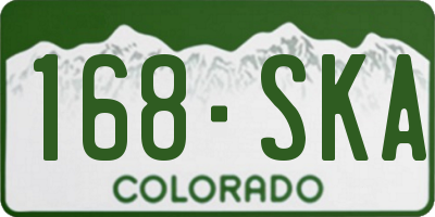 CO license plate 168SKA