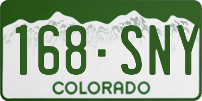 CO license plate 168SNY