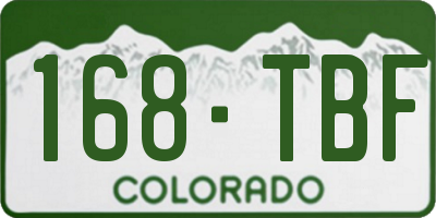 CO license plate 168TBF