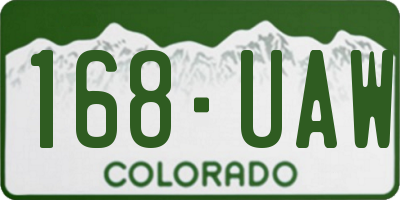 CO license plate 168UAW