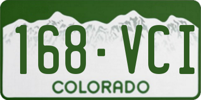 CO license plate 168VCI