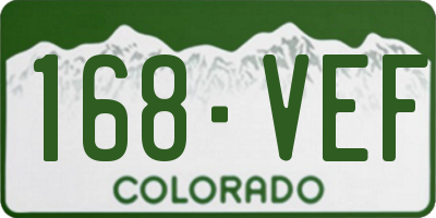CO license plate 168VEF