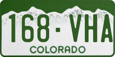 CO license plate 168VHA