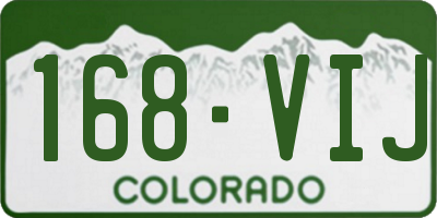 CO license plate 168VIJ