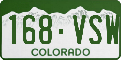 CO license plate 168VSW