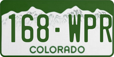 CO license plate 168WPR