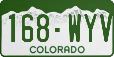 CO license plate 168WYV