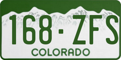 CO license plate 168ZFS