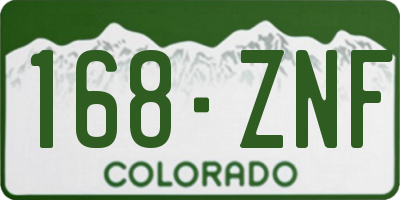 CO license plate 168ZNF