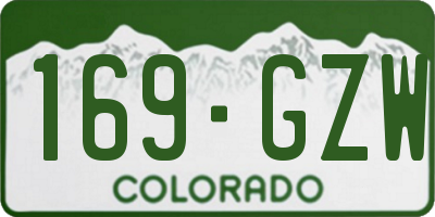 CO license plate 169GZW