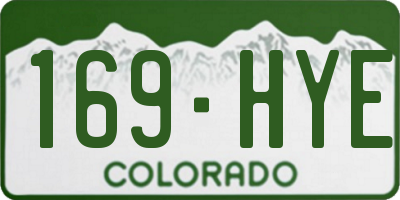 CO license plate 169HYE