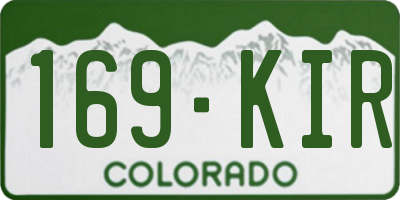 CO license plate 169KIR
