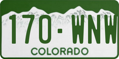 CO license plate 170WNW