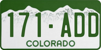CO license plate 171ADD