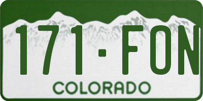 CO license plate 171FON