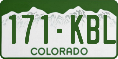 CO license plate 171KBL