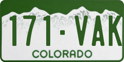 CO license plate 171VAK
