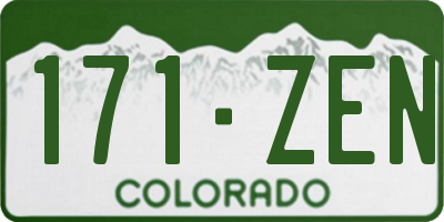 CO license plate 171ZEN
