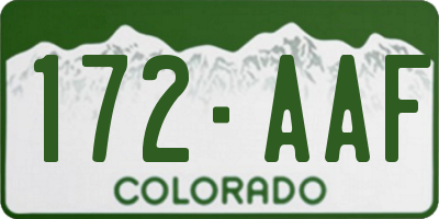 CO license plate 172AAF