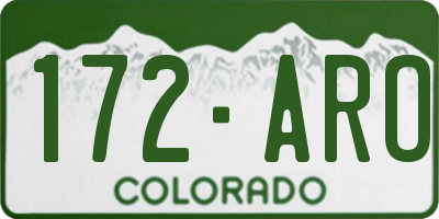 CO license plate 172ARO