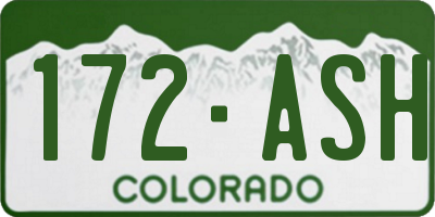 CO license plate 172ASH