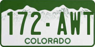 CO license plate 172AWT