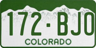 CO license plate 172BJO