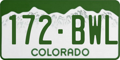 CO license plate 172BWL