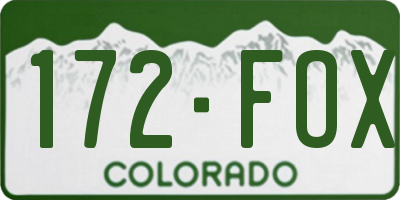 CO license plate 172FOX