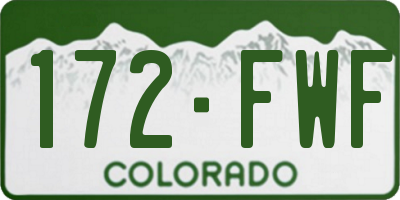 CO license plate 172FWF