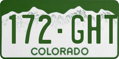 CO license plate 172GHT