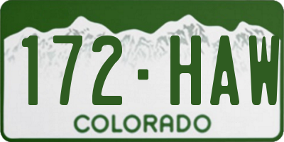 CO license plate 172HAW