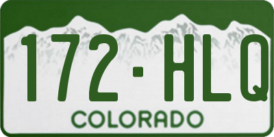 CO license plate 172HLQ