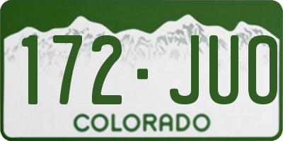 CO license plate 172JUO