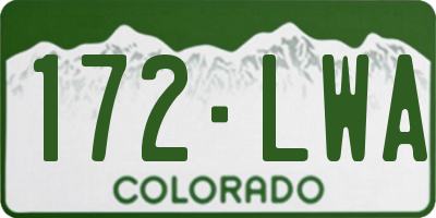 CO license plate 172LWA