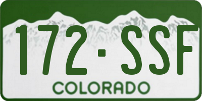 CO license plate 172SSF