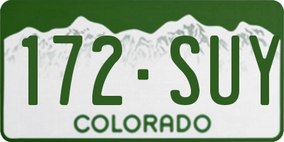CO license plate 172SUY