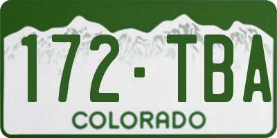 CO license plate 172TBA