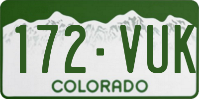 CO license plate 172VUK