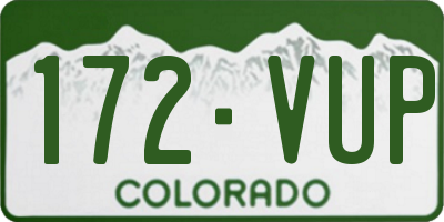 CO license plate 172VUP