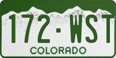 CO license plate 172WST