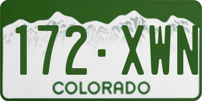 CO license plate 172XWN