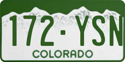 CO license plate 172YSN