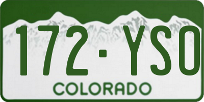 CO license plate 172YSO
