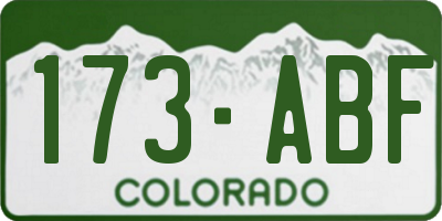 CO license plate 173ABF