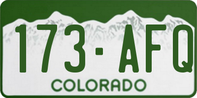 CO license plate 173AFQ